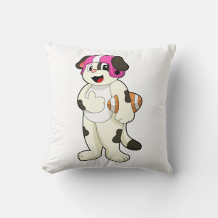 Dog at Football Sports Throw Pillow