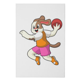 Dog at Handball player with Handball Faux Canvas Print