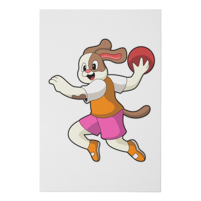 Dog at Handball player with Handball Faux Canvas Print (Front)