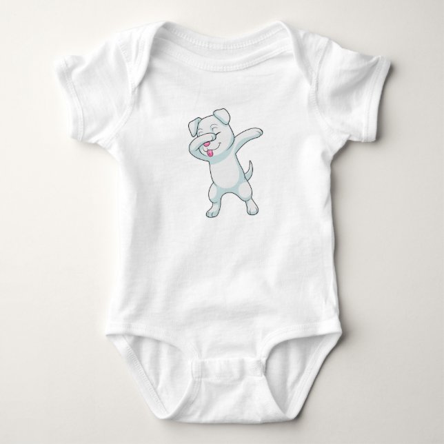 Dog at Hip Hop Dance Dab Baby Bodysuit (Front)