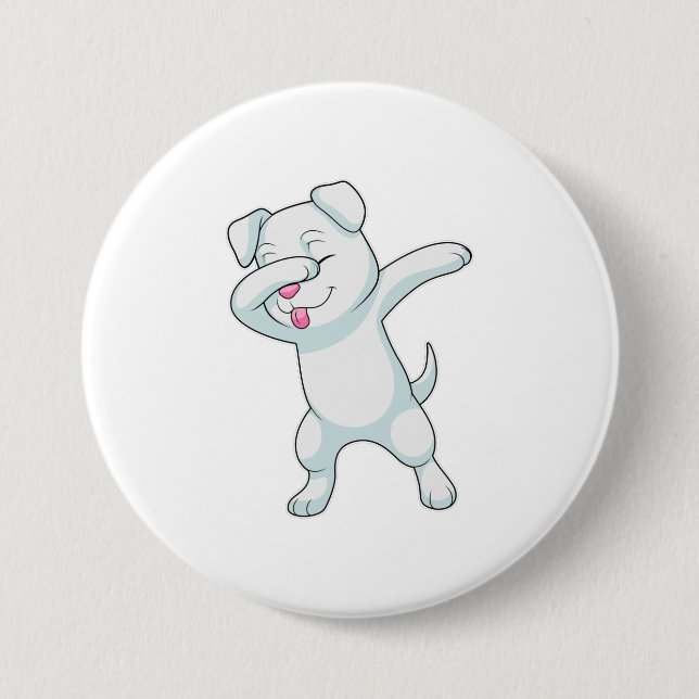 Dog at Hip Hop Dance Dab Button (Front)