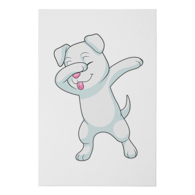 Dog at Hip Hop Dance Dab Faux Canvas Print (Front)