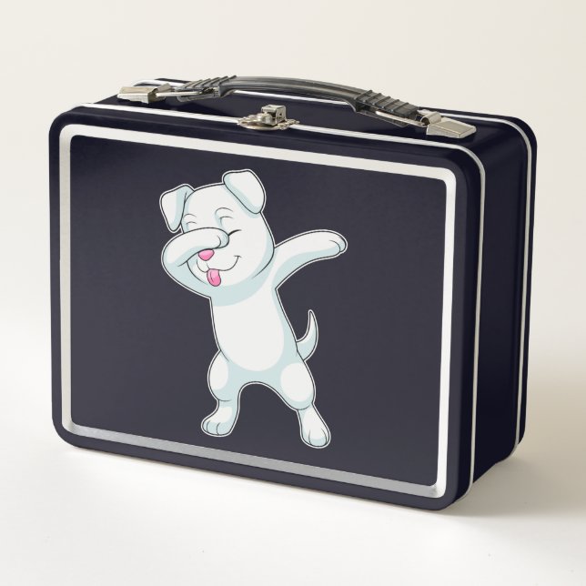 Dog at Hip Hop Dance Dab Metal Lunch Box (Front)