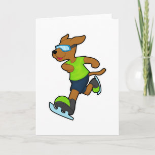 Dog at Ice skating with Goggles Card