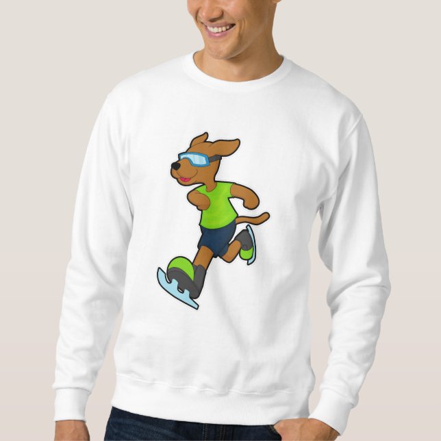 Dog at Ice skating with Goggles Sweatshirt (Front)