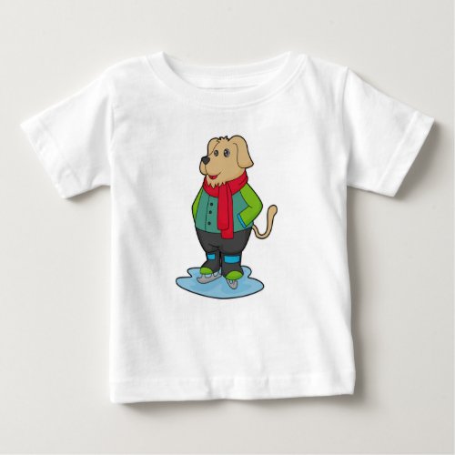 Dog at Ice skating with Ice skates Baby T_Shirt