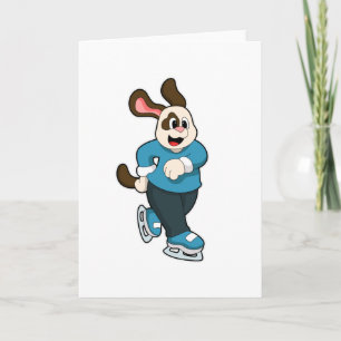Dog at Ice skating with Ice skates Card