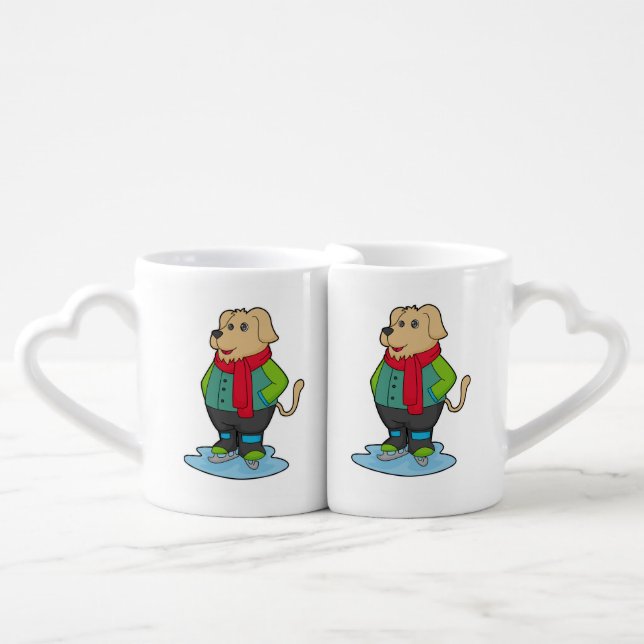 Dog at Ice skating with Ice skates Coffee Mug Set (Front Nesting)