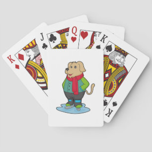 Dog at Ice skating with Ice skates Poker Cards