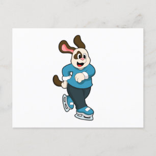 Dog at Ice skating with Ice skates Postcard