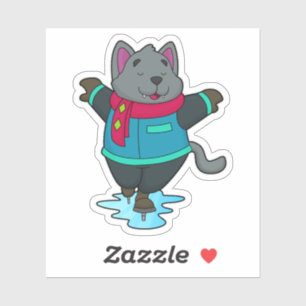 Dog at Ice skating with Ice skates & Scarf Sticker