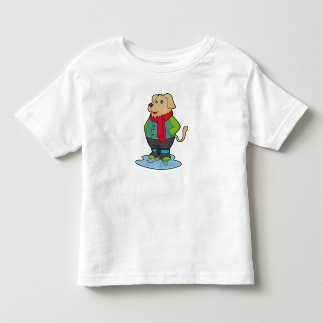 Dog at Ice skating with Ice skates Toddler T-shirt (Front)