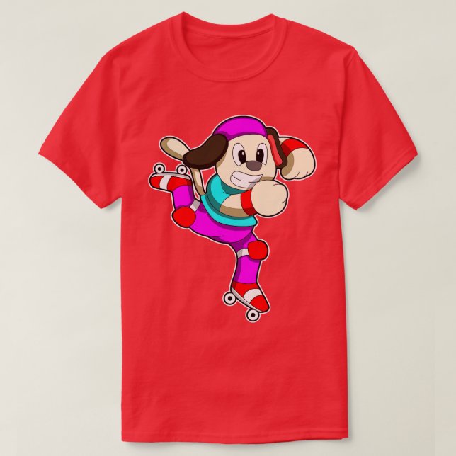 Dog at Inline skating with Inline skates Cap T-Shirt (Design Front)