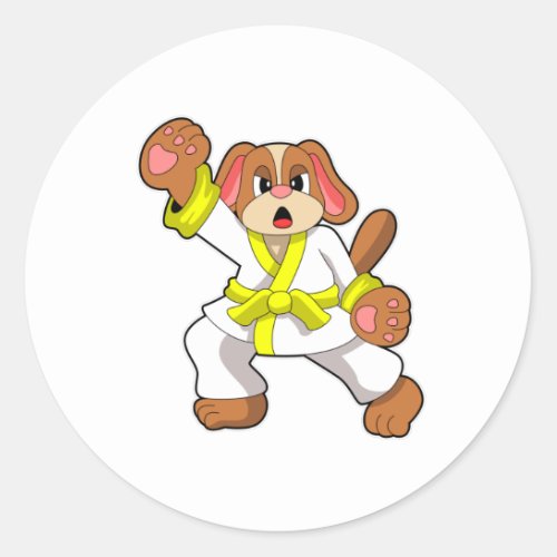 Dog at Karate Martial arts Classic Round Sticker