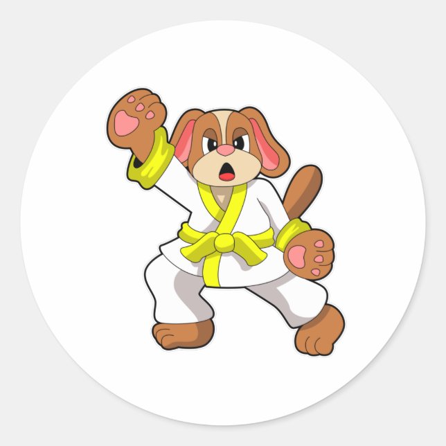 Dog at Karate Martial arts Classic Round Sticker (Front)