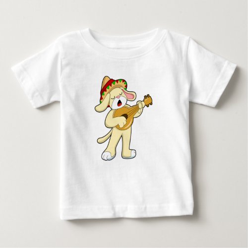 Dog at Music with Guitar Baby T_Shirt