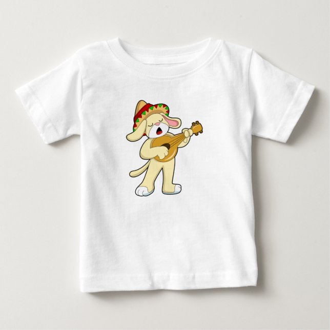 Dog at Music with Guitar Baby T-Shirt (Front)