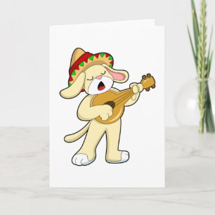 Dog at Music with Guitar Card