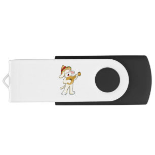 Dog at Music with Guitar Flash Drive