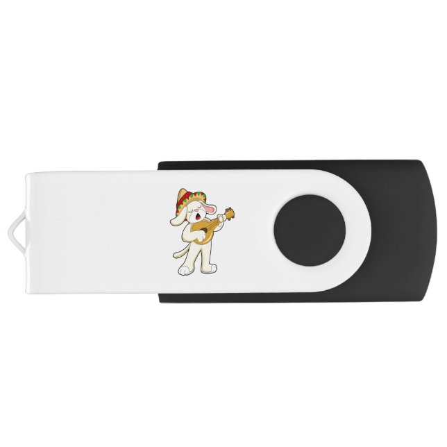 Dog at Music with Guitar Flash Drive (Back)