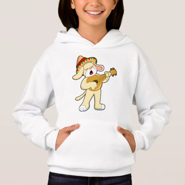 Dog at Music with Guitar Hoodie (Front)