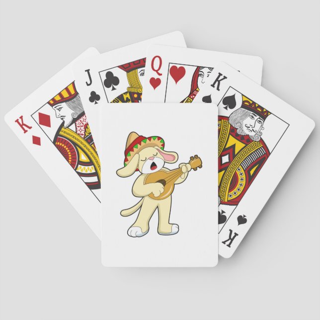 Dog at Music with Guitar Poker Cards (Back)