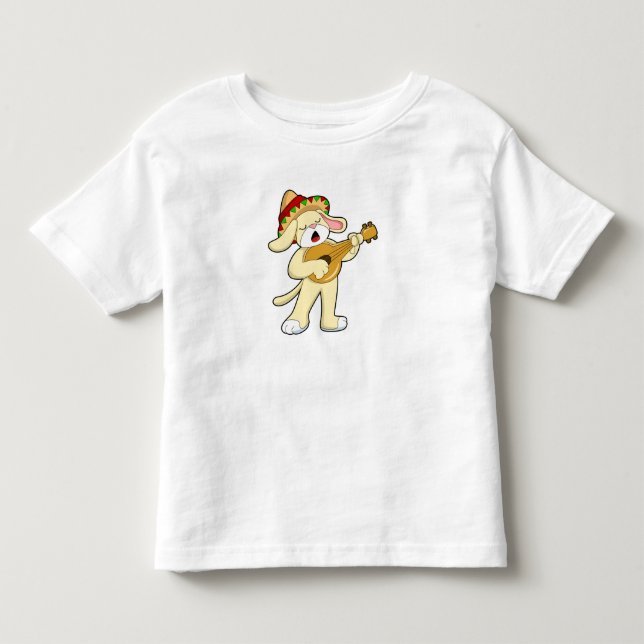 Dog at Music with Guitar Toddler T-shirt (Front)