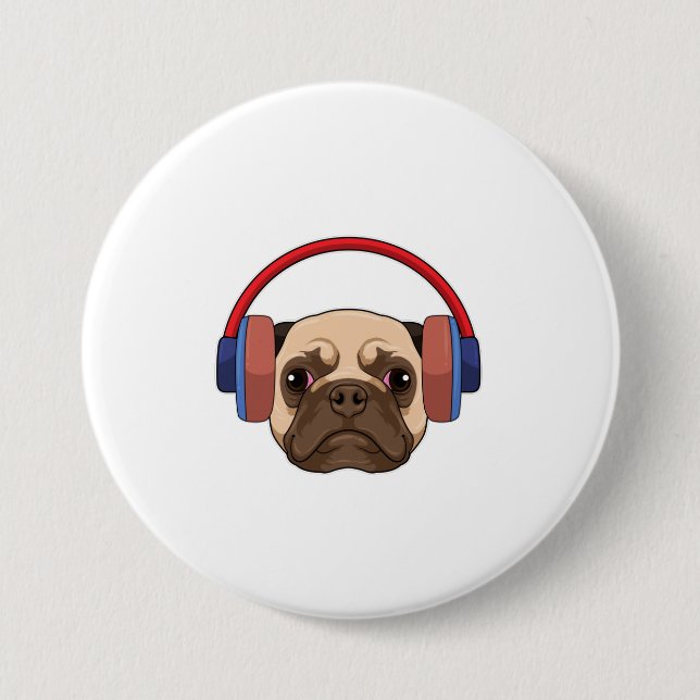 Dog at Music with Headphone Button (Front)