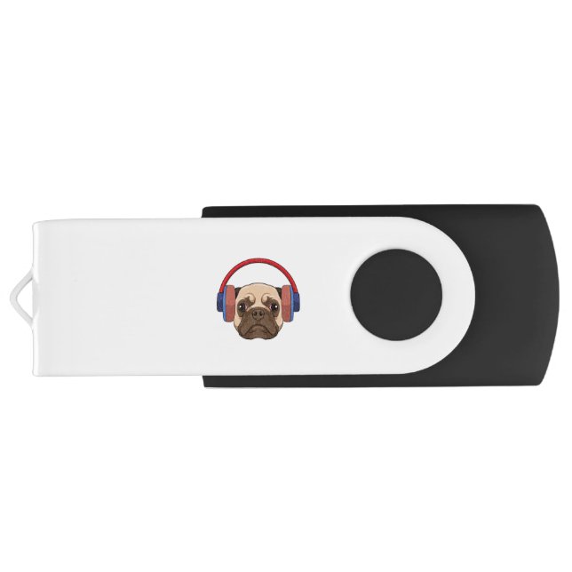 Dog at Music with Headphone Flash Drive (Back)