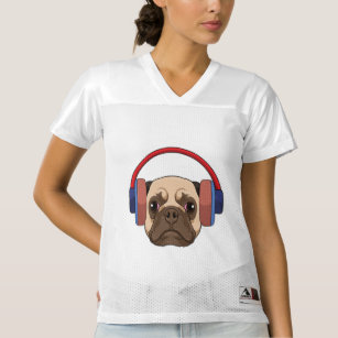 Dog at Music with Headphone Women's Football Jersey