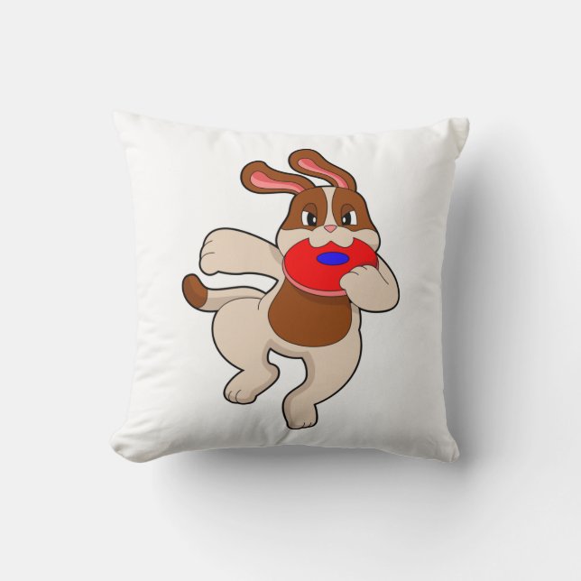 Dog at Playing Throw Pillow (Front)