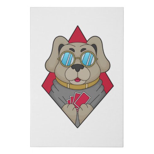 Dog at Poker with Poker cards Faux Canvas Print