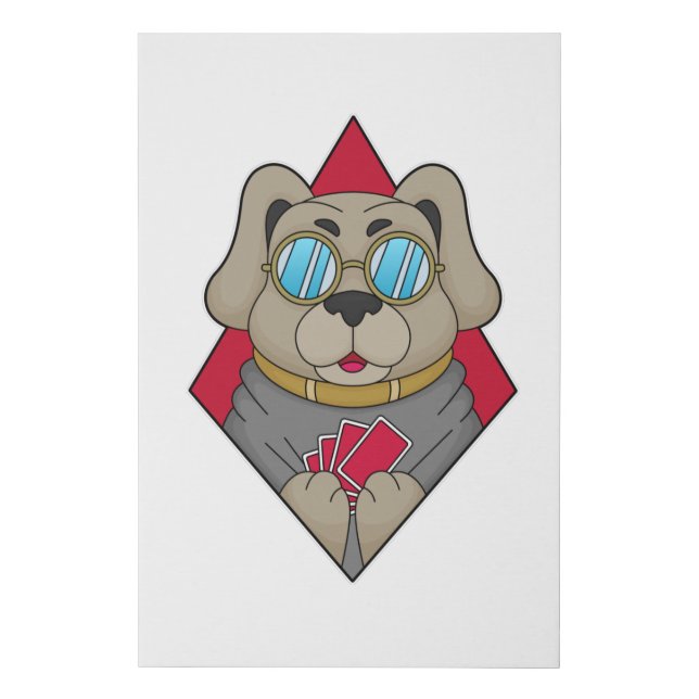 Dog at Poker with Poker cards Faux Canvas Print (Front)