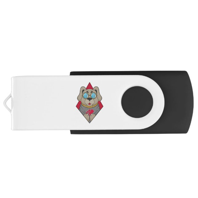 Dog at Poker with Poker cards Flash Drive (Back)