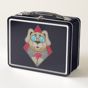 Dog at Poker with Poker cards Metal Lunch Box