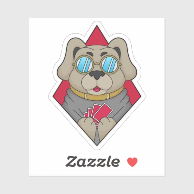 Dog at Poker with Poker cards Sticker (Sheet)