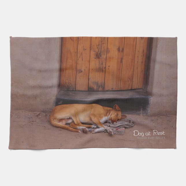 Dog at Rest Kitchen Towel (Horizontal)