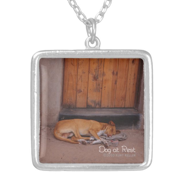 Dog at Rest Silver Plated Necklace (Front)