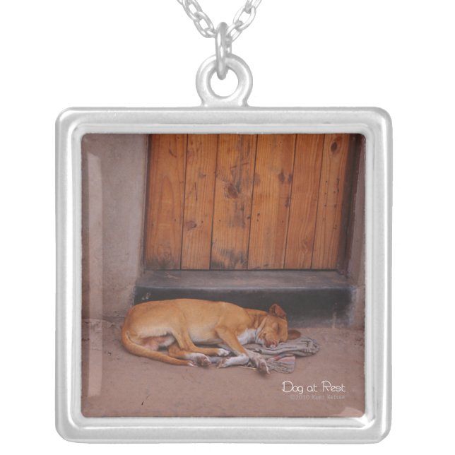 Dog at Rest Silver Plated Necklace (Front)