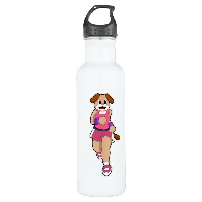 Dog at Running Stainless Steel Water Bottle (Front)