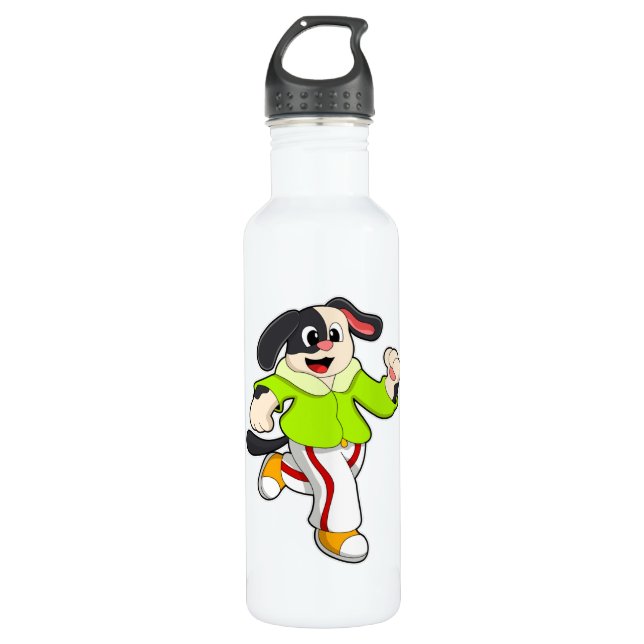 Dog at Running Stainless Steel Water Bottle (Front)