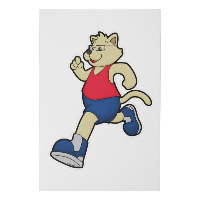 Dog at Running with Glasses Faux Canvas Print (Front)