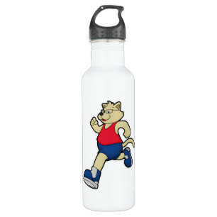 Dog at Running with Glasses Stainless Steel Water Bottle