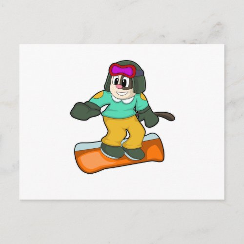 Dog at Snowboard Sports Postcard