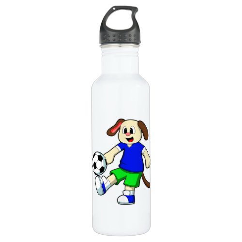 Dog at Sports with Soccer Stainless Steel Water Bottle