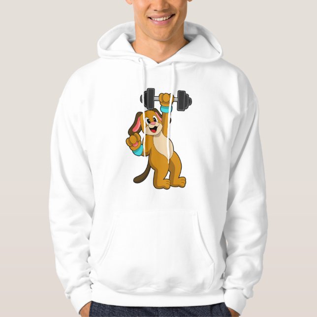 Dog at Strength training with Dumbbell Hoodie (Front)