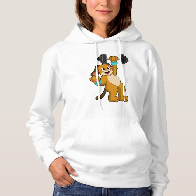 Dog at Strength training with Dumbbell Hoodie (Front)