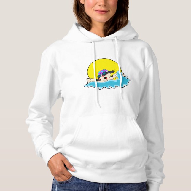 Dog at Swimming with Swim goggles Hoodie (Front)