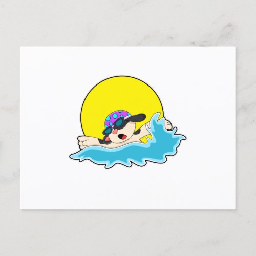 Dog at Swimming with Swim goggles Postcard