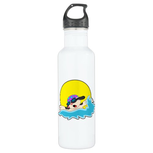 Dog at Swimming with Swim goggles Stainless Steel Water Bottle